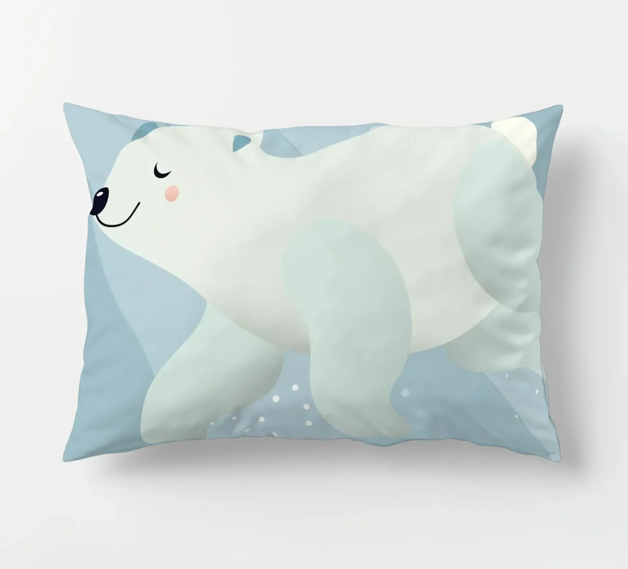 Design of a swimming polar bear in soft blue tones decorative cushion by namosh