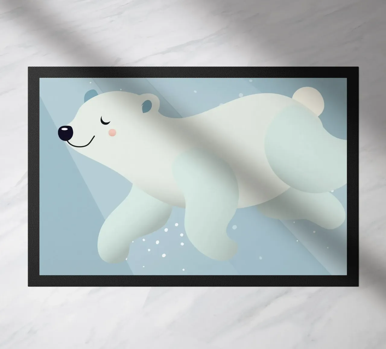 Design d'un ours polaire nageant dans des tons bleus doux paillasson de namosh