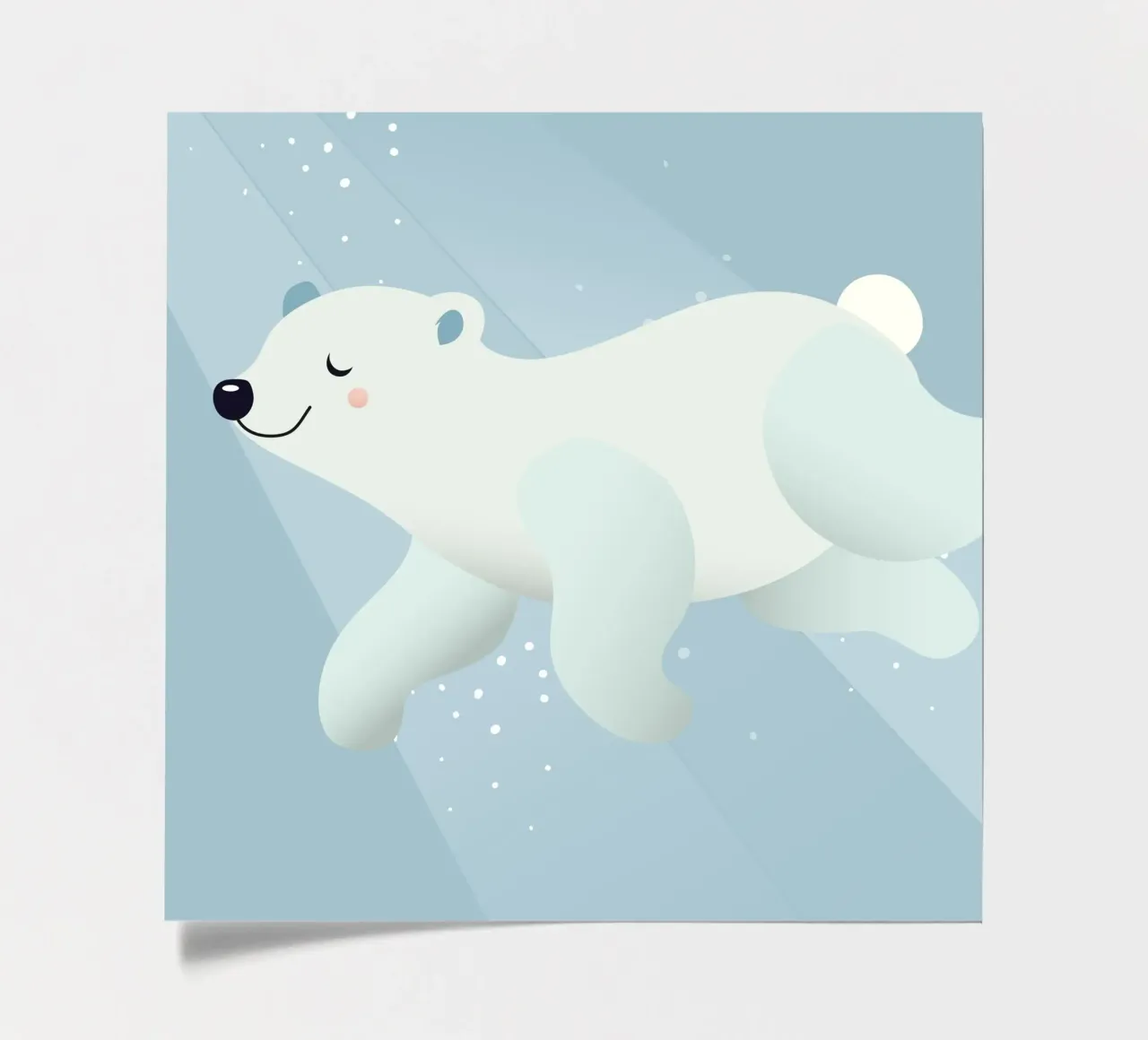 Design d'un ours polaire nageant dans des tons bleus doux planche autocollant de namosh