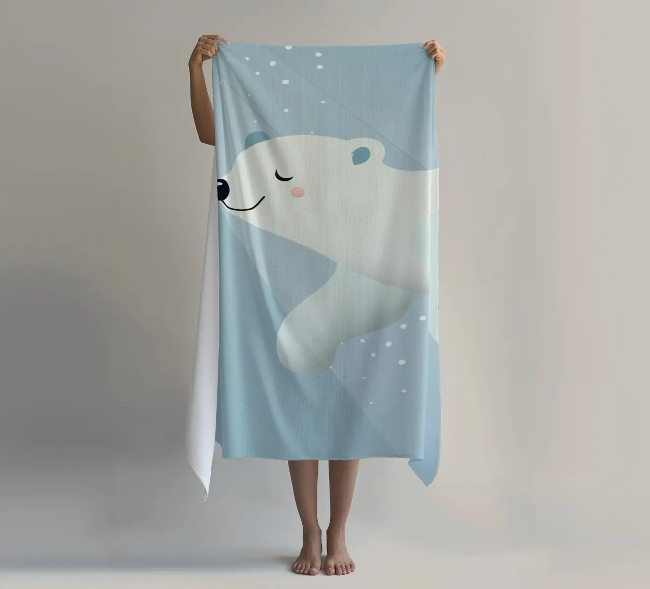 Design d'un ours polaire nageant dans des tons bleus doux serviette de plage de namosh