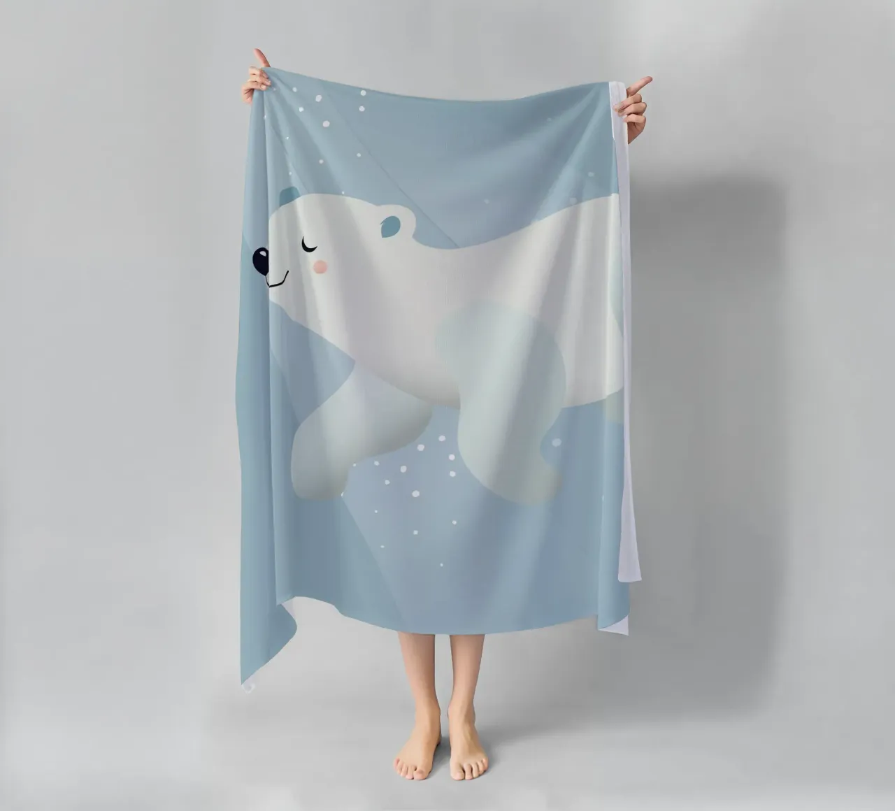 Design d'un ours polaire nageant dans des tons bleus doux serviette de plage de namosh