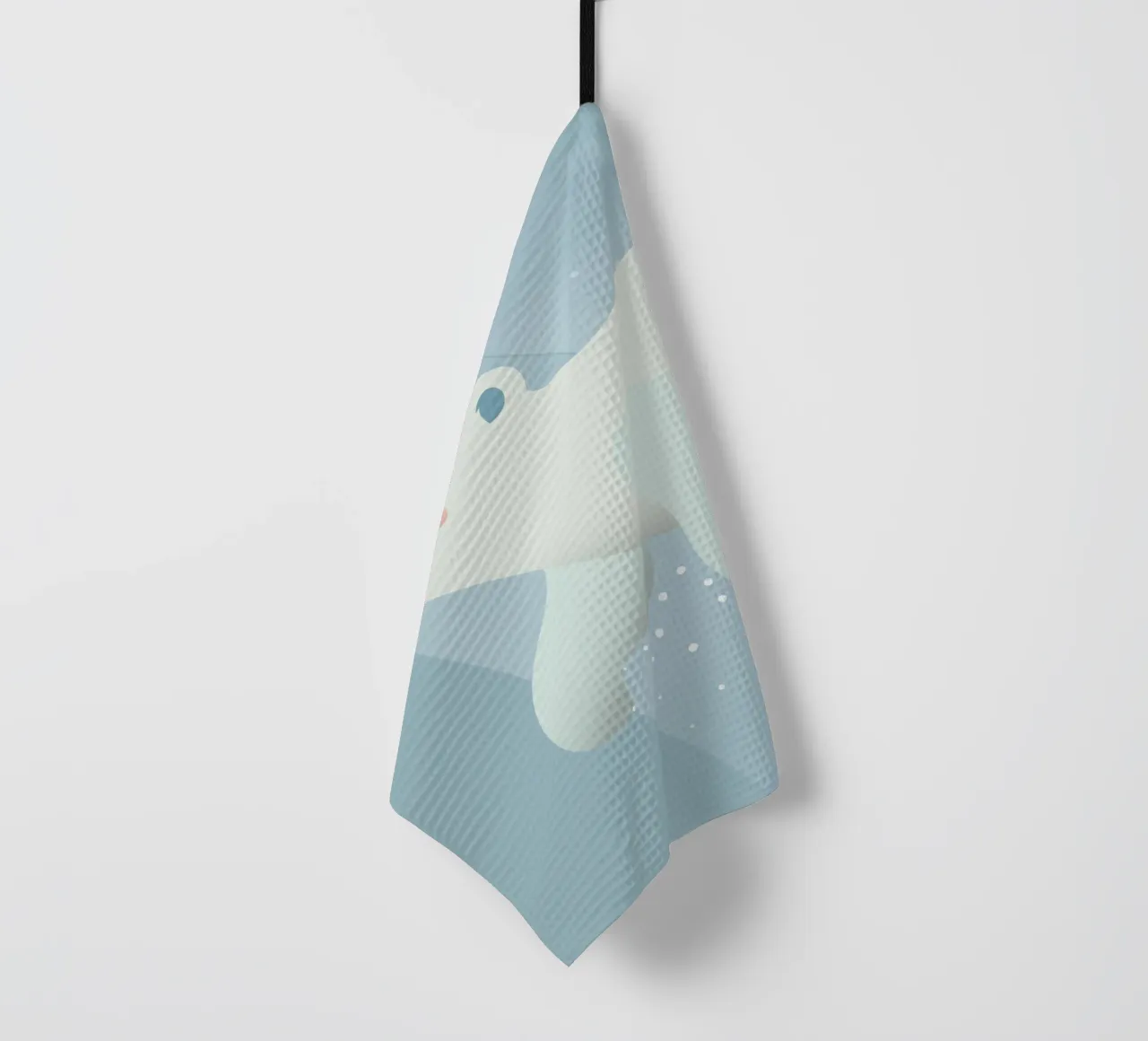 Design d'un ours polaire nageant dans des tons bleus doux torchon de namosh