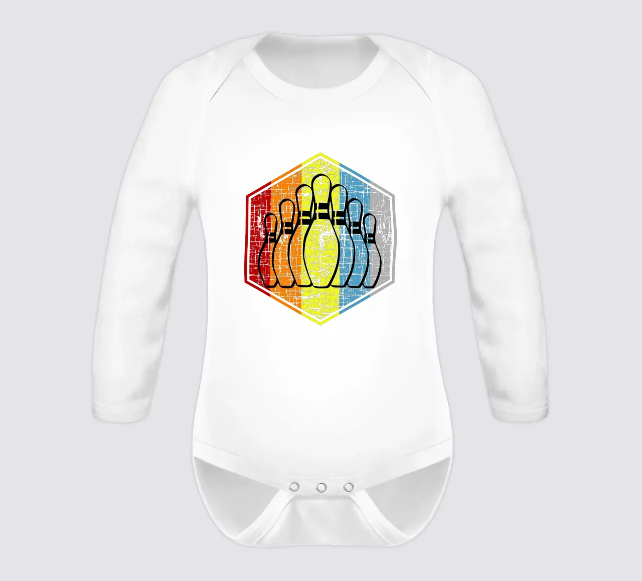 Bowling lover retro design long-sleeve baby romper by vickeyroads