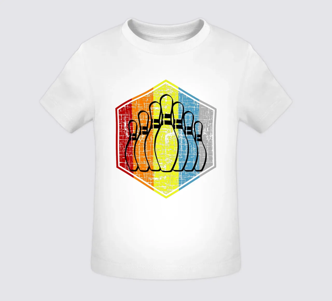 Design retrò per gli amanti del bowling maglietta neonato da vickeyroads