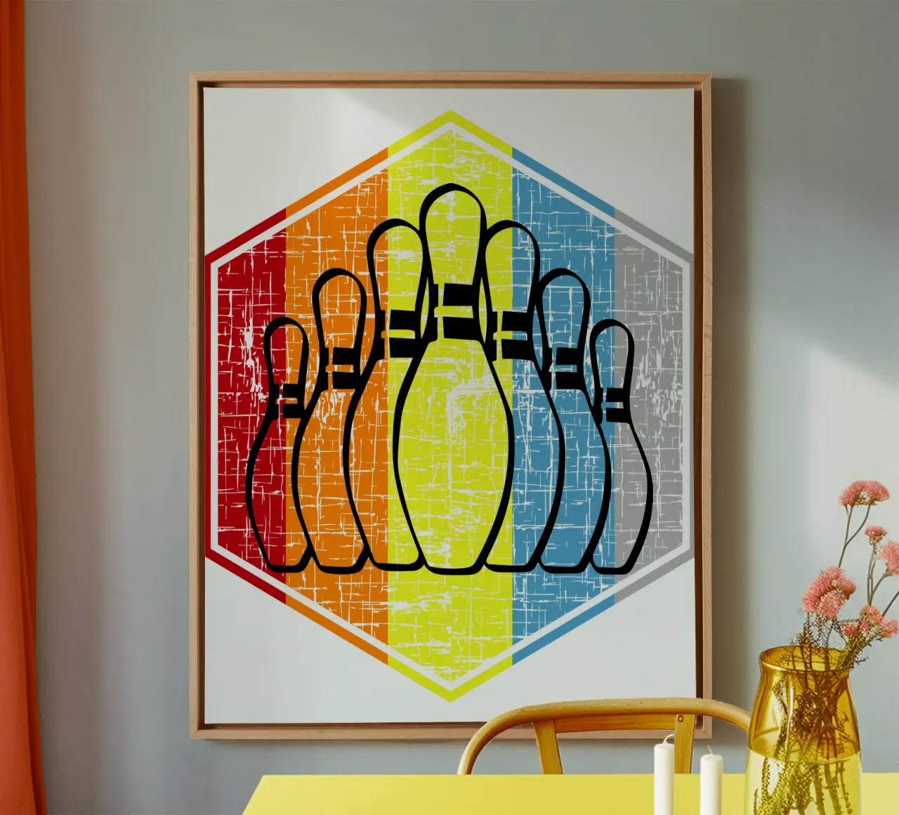 Bowling liefhebber retro ontwerp canvas van vickeyroads