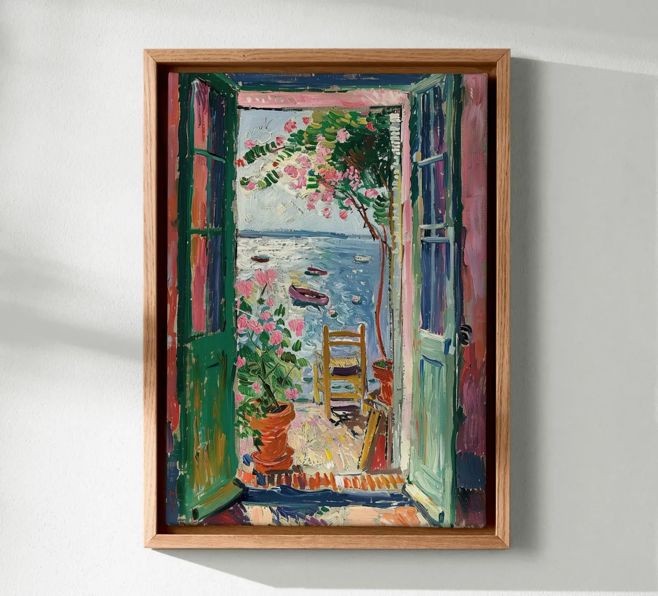 Matisse inspiriert "Vom Meer umrahmt" Leinwand mit Schattenfugenrahmen von Nikis Art Studio