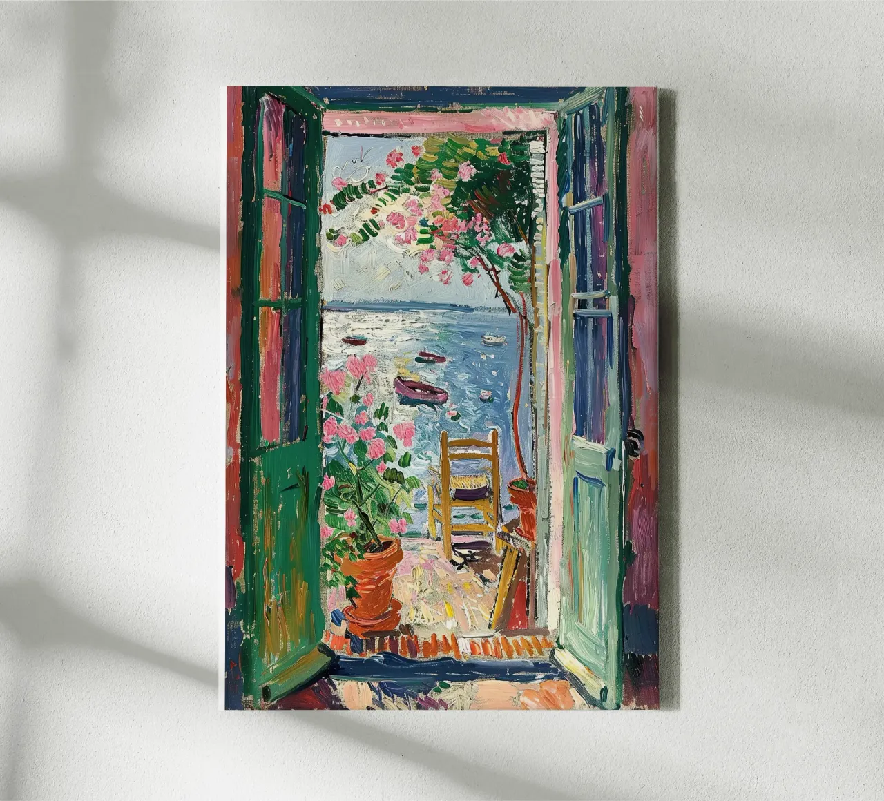 Matisse inspiriert "Vom Meer umrahmt" Leinwand mit Schattenfugenrahmen von Nikis Art Studio