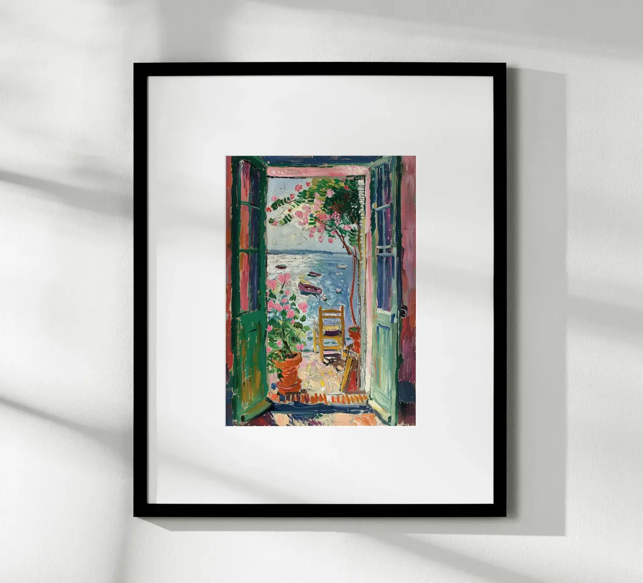Matisse ha ispirato "Incorniciato dal mare poster con telaio in legno da Nikis Art Studio