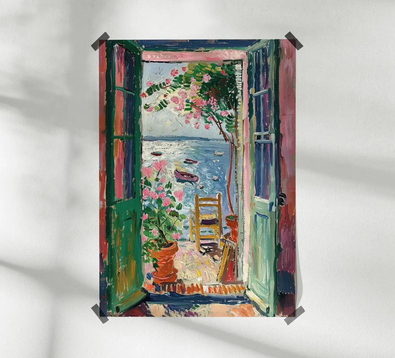 Matisse ha ispirato "Incorniciato dal mare poster con telaio in legno da Nikis Art Studio