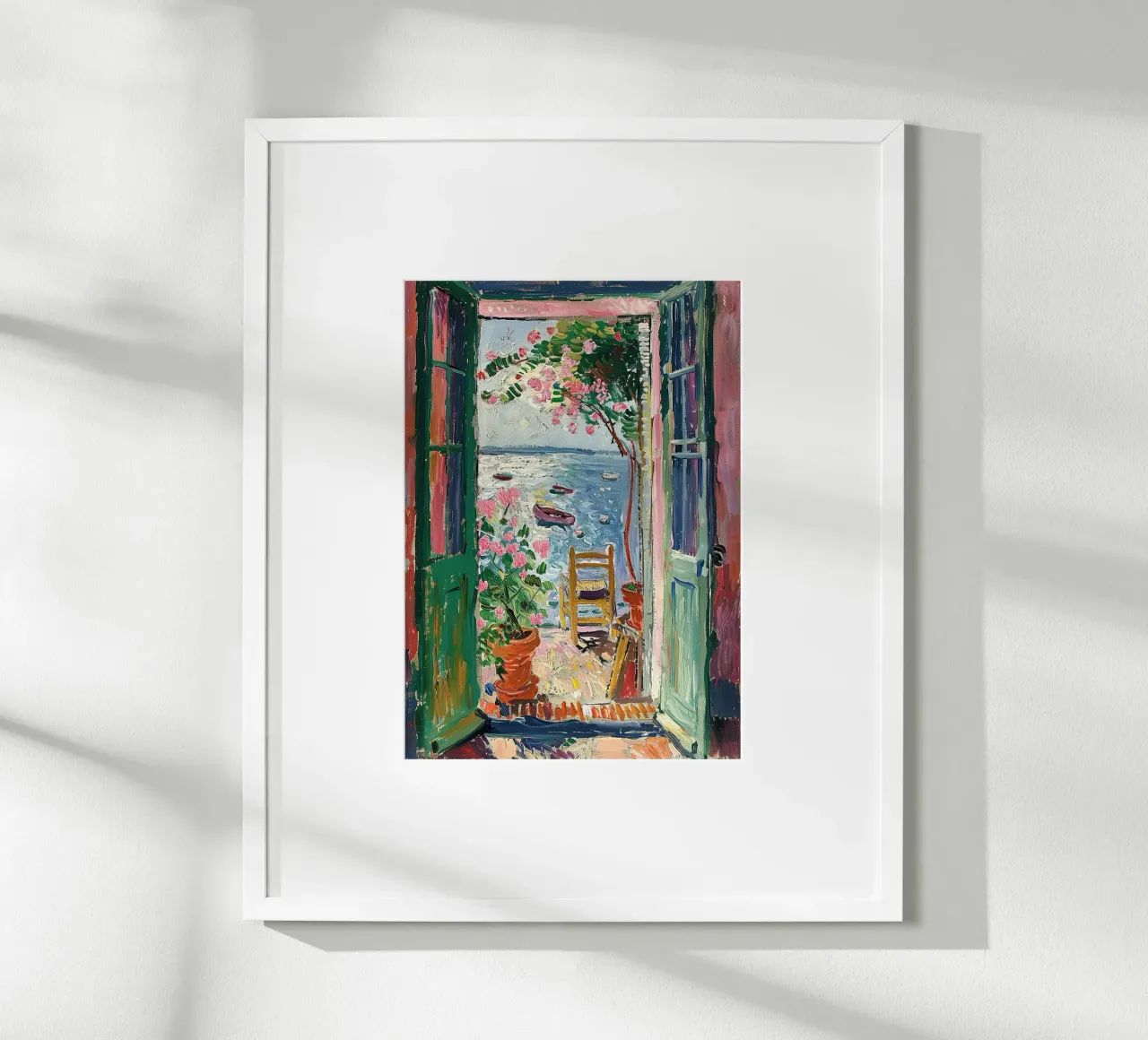 Matisse ha ispirato "Incorniciato dal mare poster con telaio in legno da Nikis Art Studio