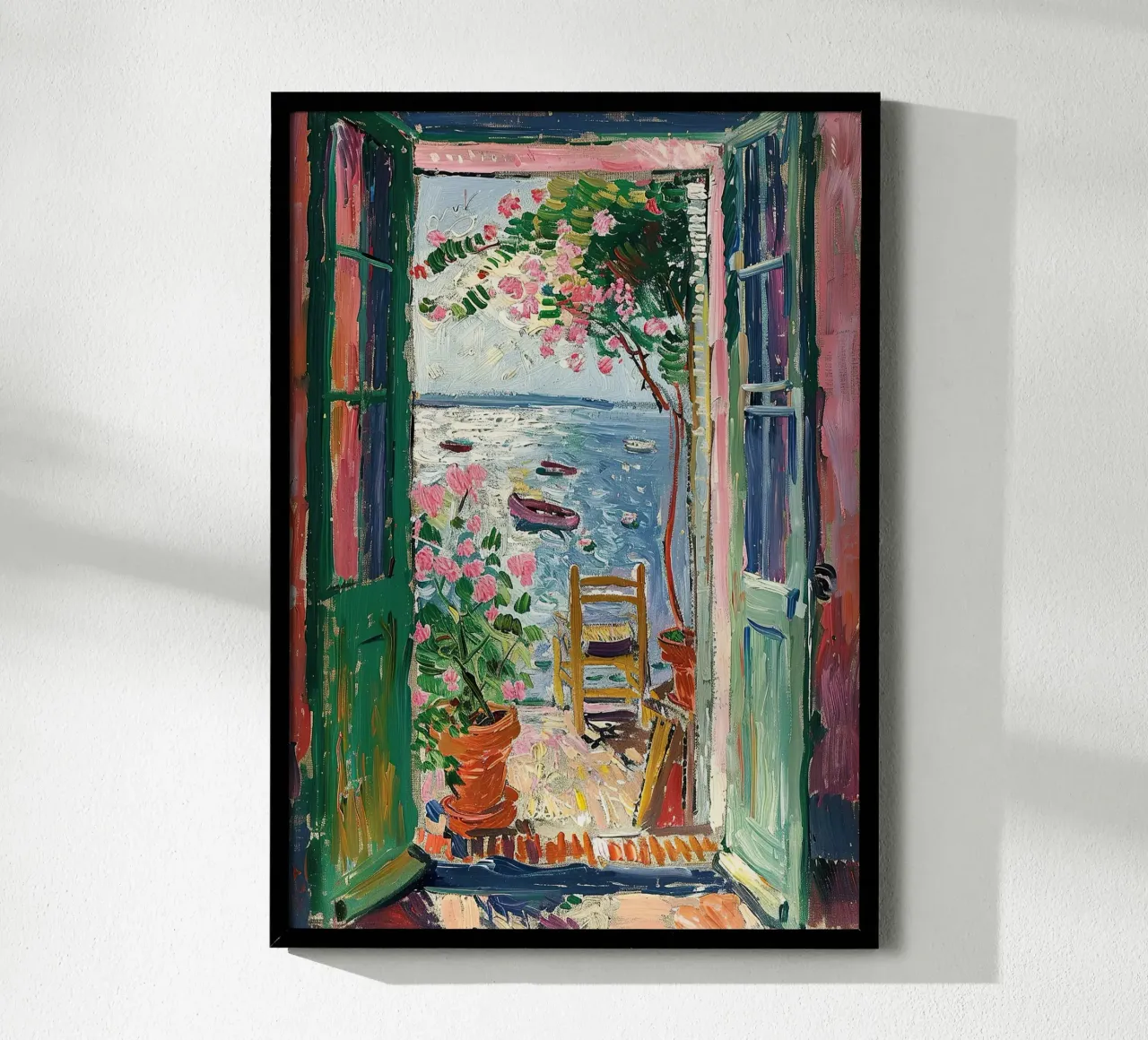 Matisse ha ispirato "Incorniciato dal mare poster con telaio in legno da Nikis Art Studio