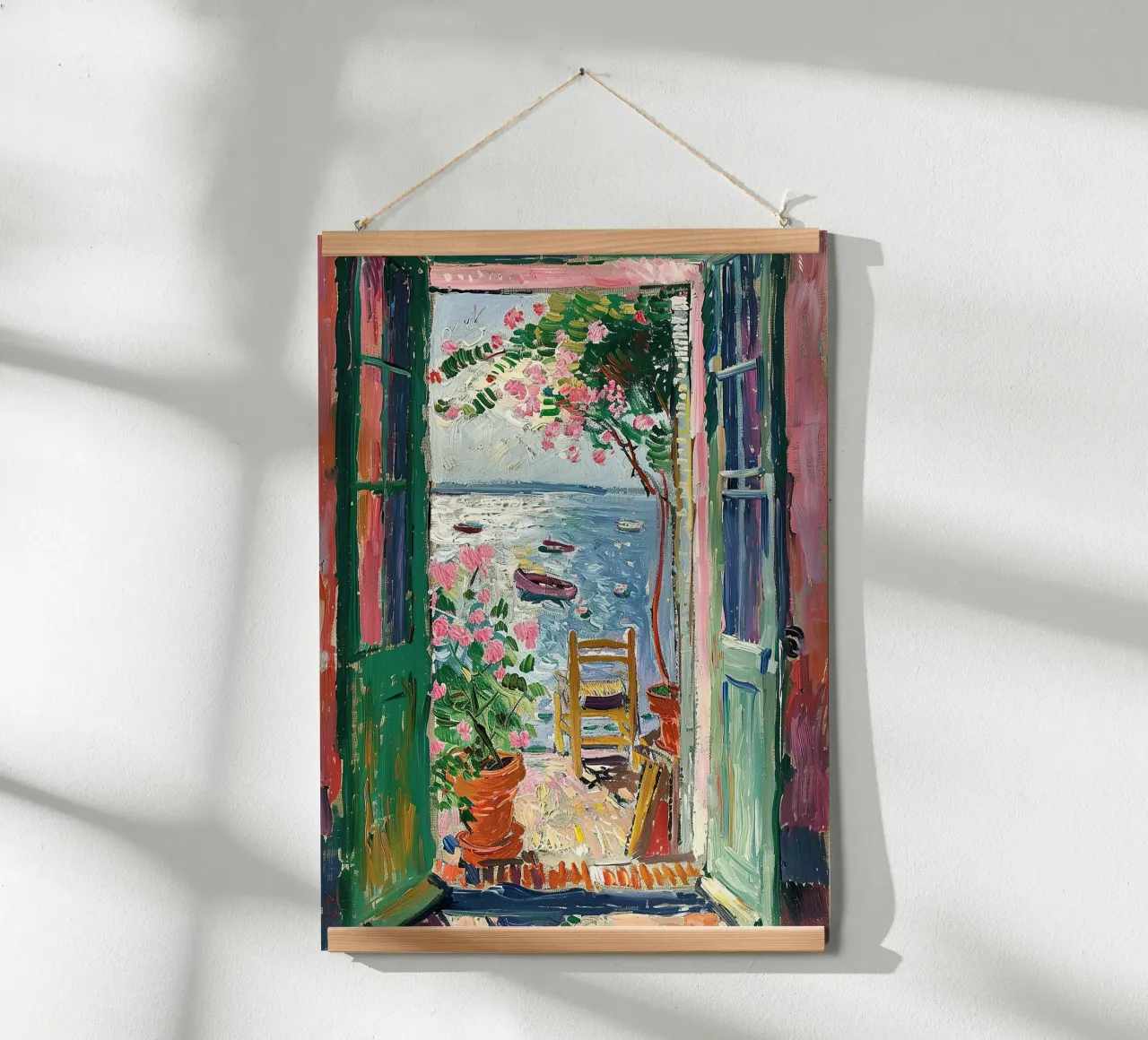 Matisse ha ispirato "Incorniciato dal mare poster con telaio in legno da Nikis Art Studio