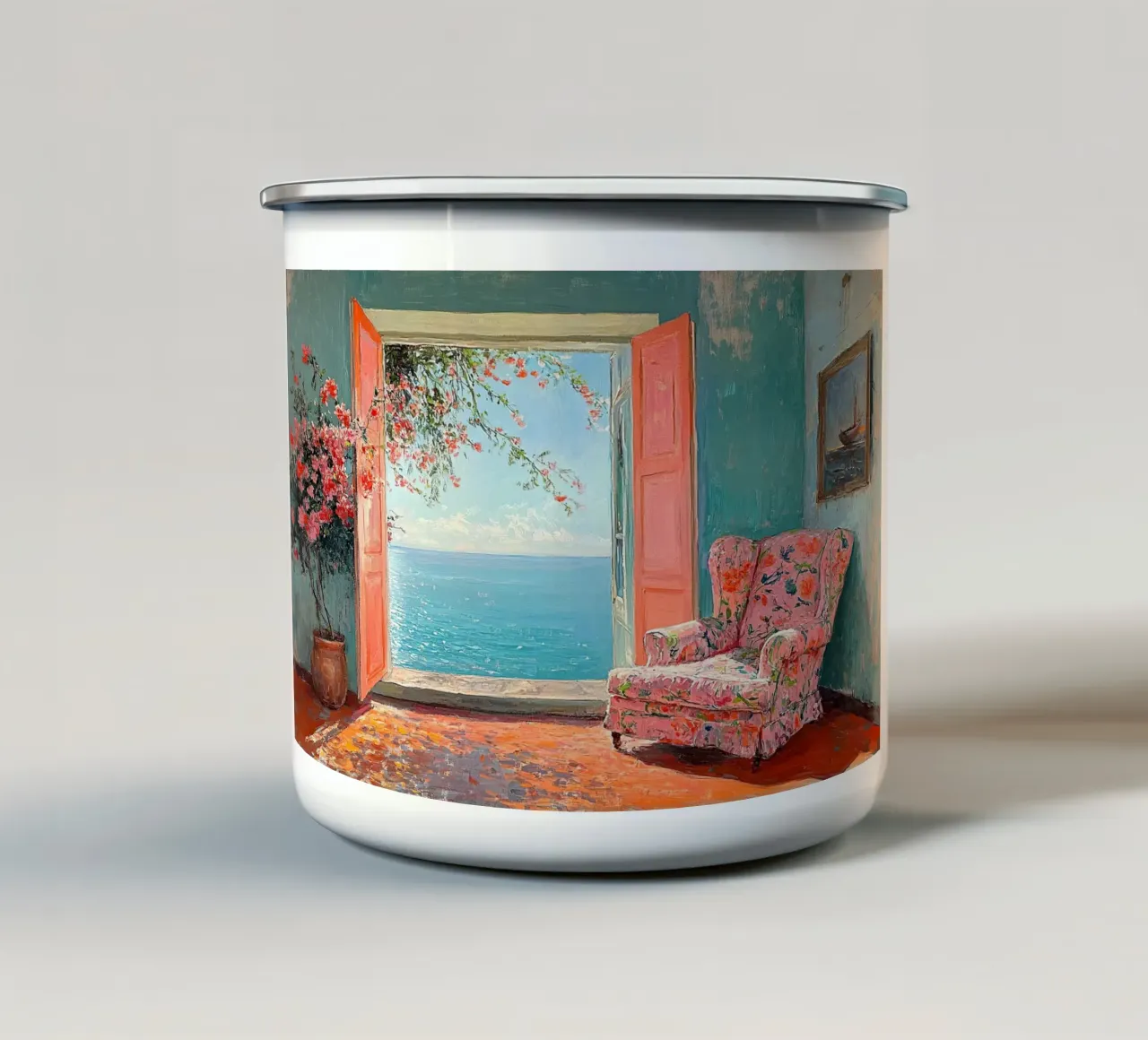 Matisse ispira le "Vedute della serenità tazza in smalto da Nikis Art Studio