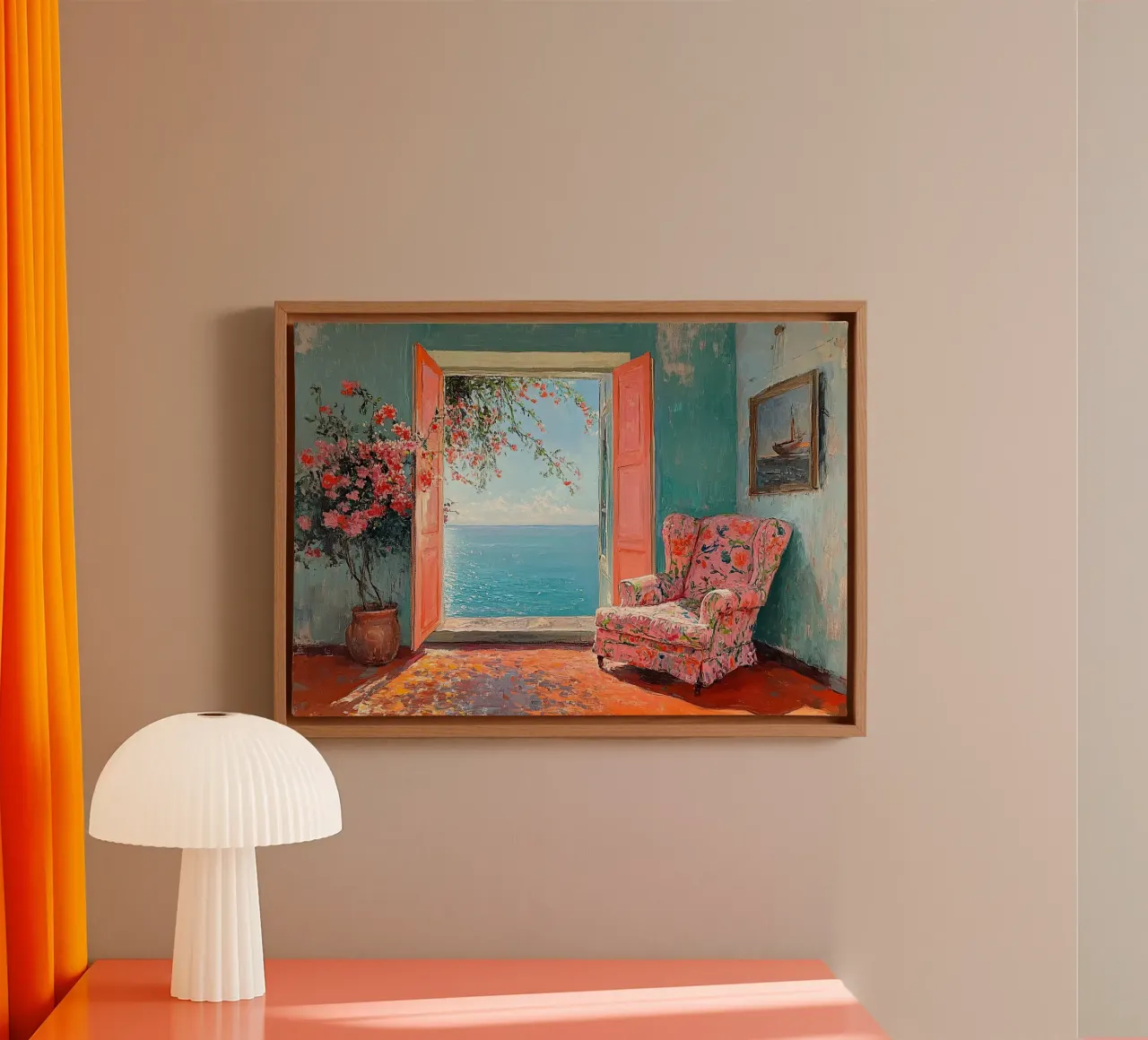 Matisse inspiriert "Views of Serenity" canvas with Floater frame by Nikis Art Studio