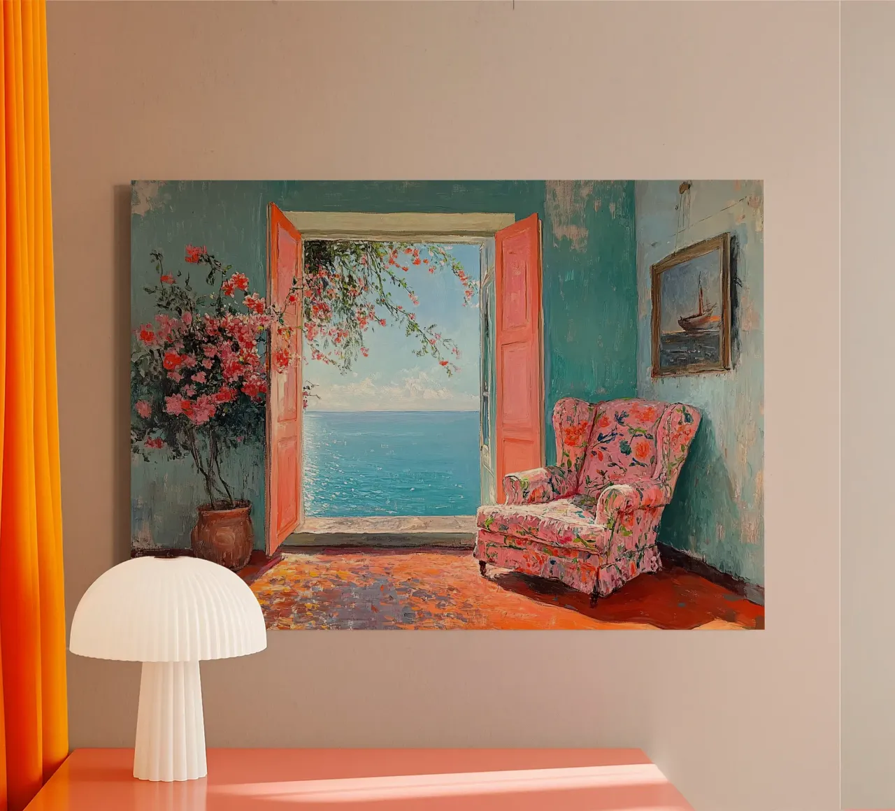 Matisse inspiriert "Views of Serenity" canvas with Floater frame by Nikis Art Studio
