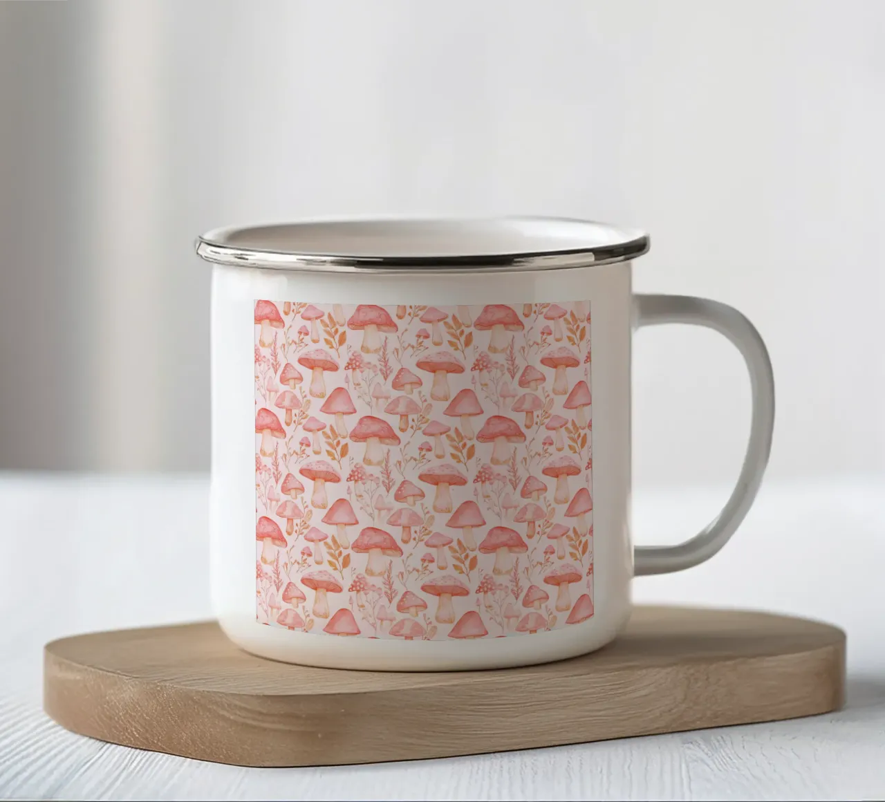 Fungo magico Rosy Bonnet Vintage Botanical Cottagecore tazza in smalto da Gentle Echoes Art