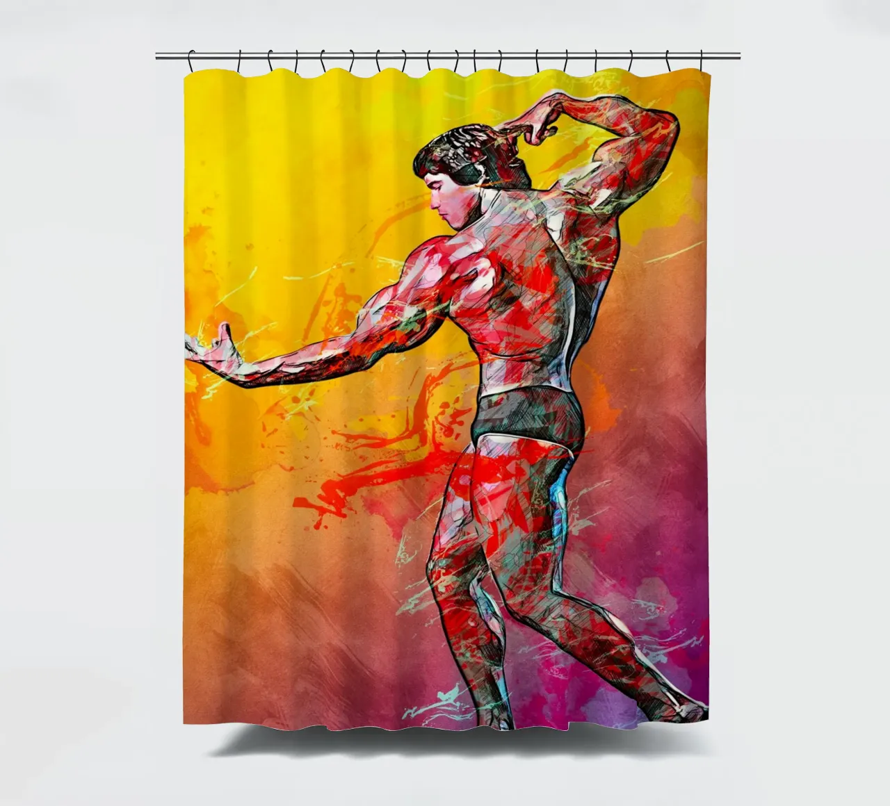 Arnold Schwarzenegger shower curtain by tenten