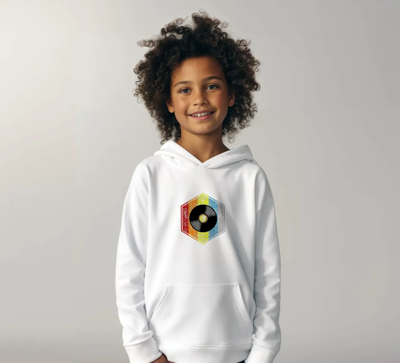 Vintage vinyl retro design kids hoodie by vickeyroads