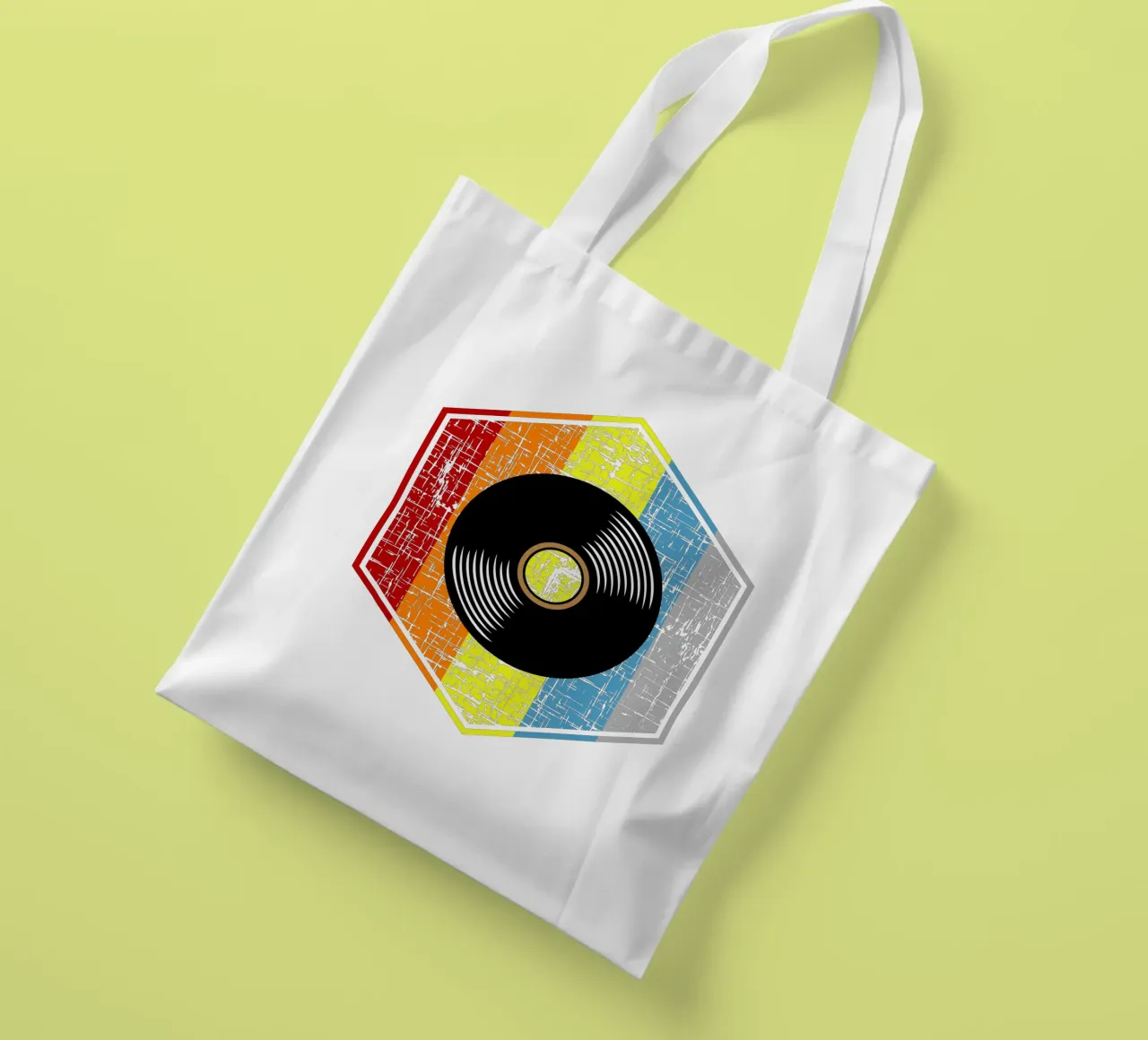 Design retrò in vinile vintage borsa in juta da vickeyroads
