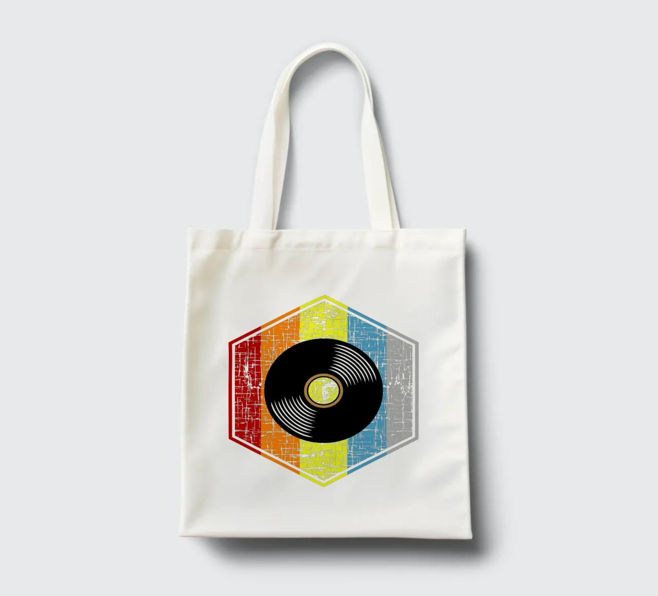 Design retrò in vinile vintage borsa in juta da vickeyroads