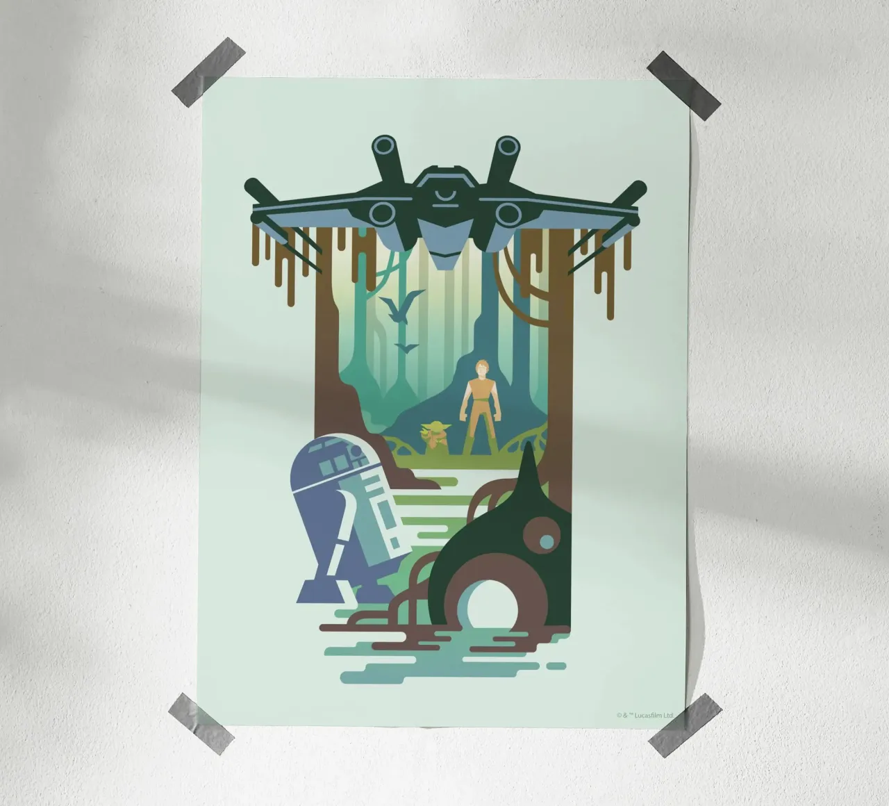 Das Imperium schlägt zurück poster con telaio in legno da Star Wars