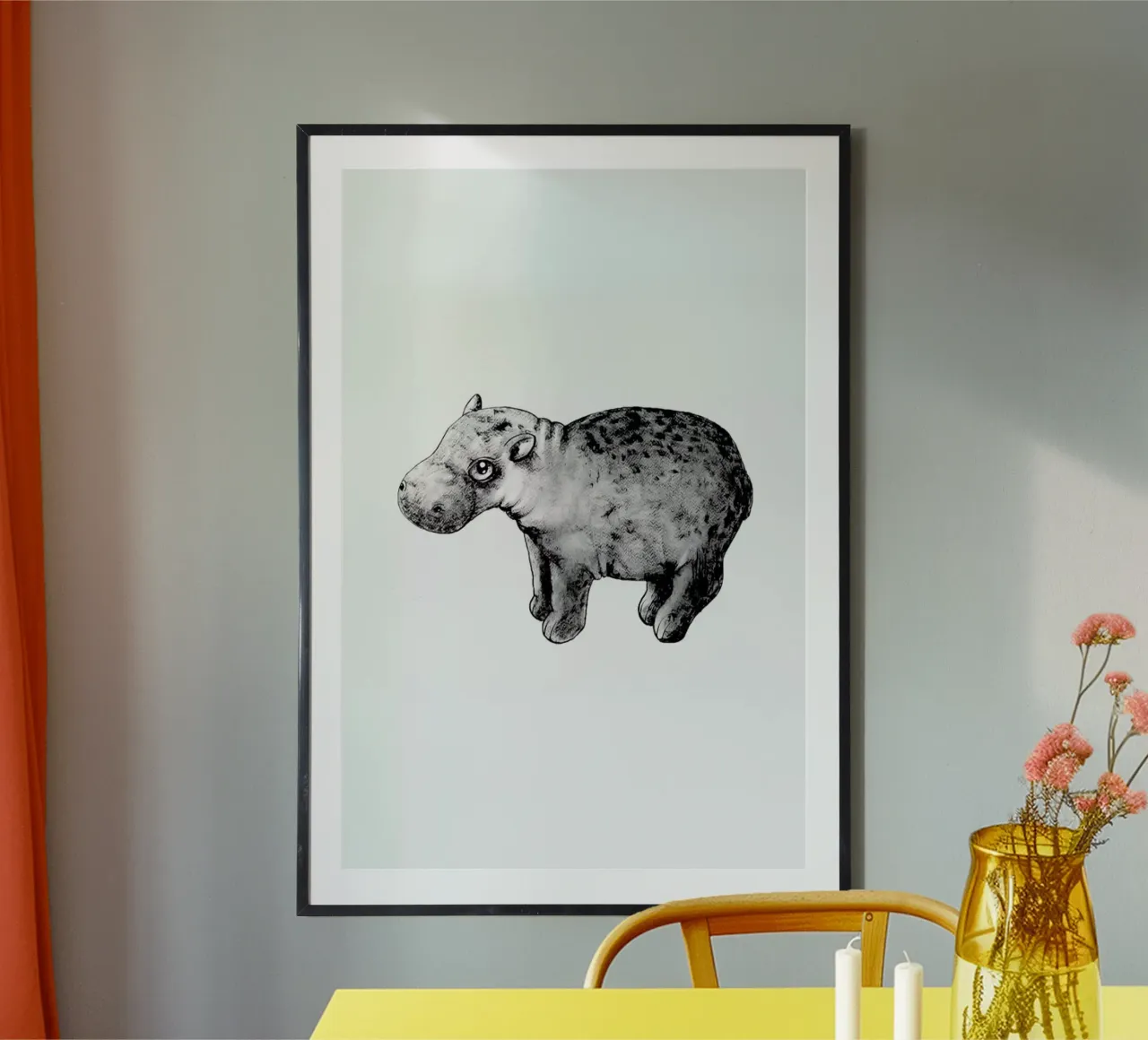Hippo poster con telaio in alluminio da Tvinkla