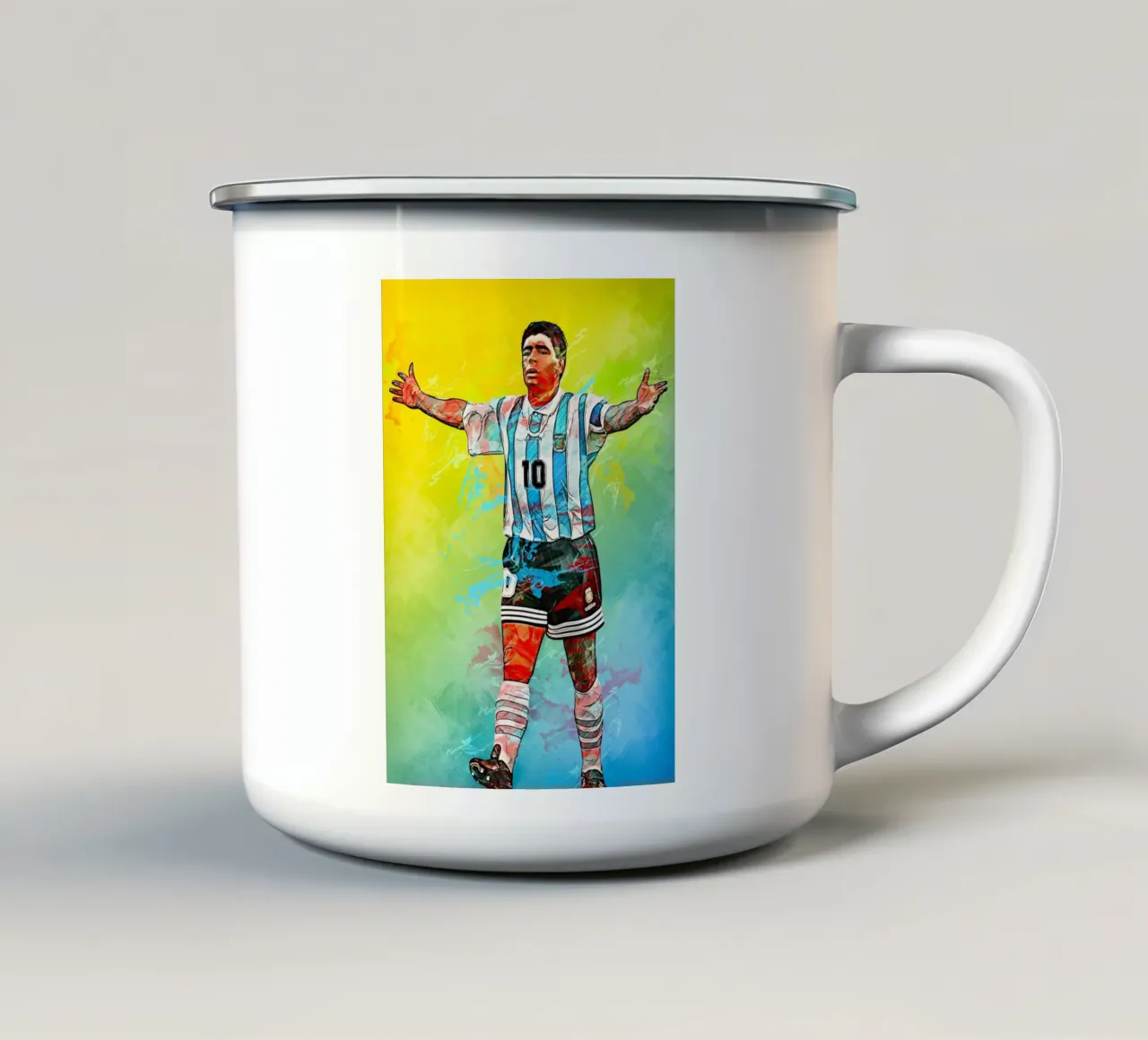 Diego Maradona tazza in smalto da tenten