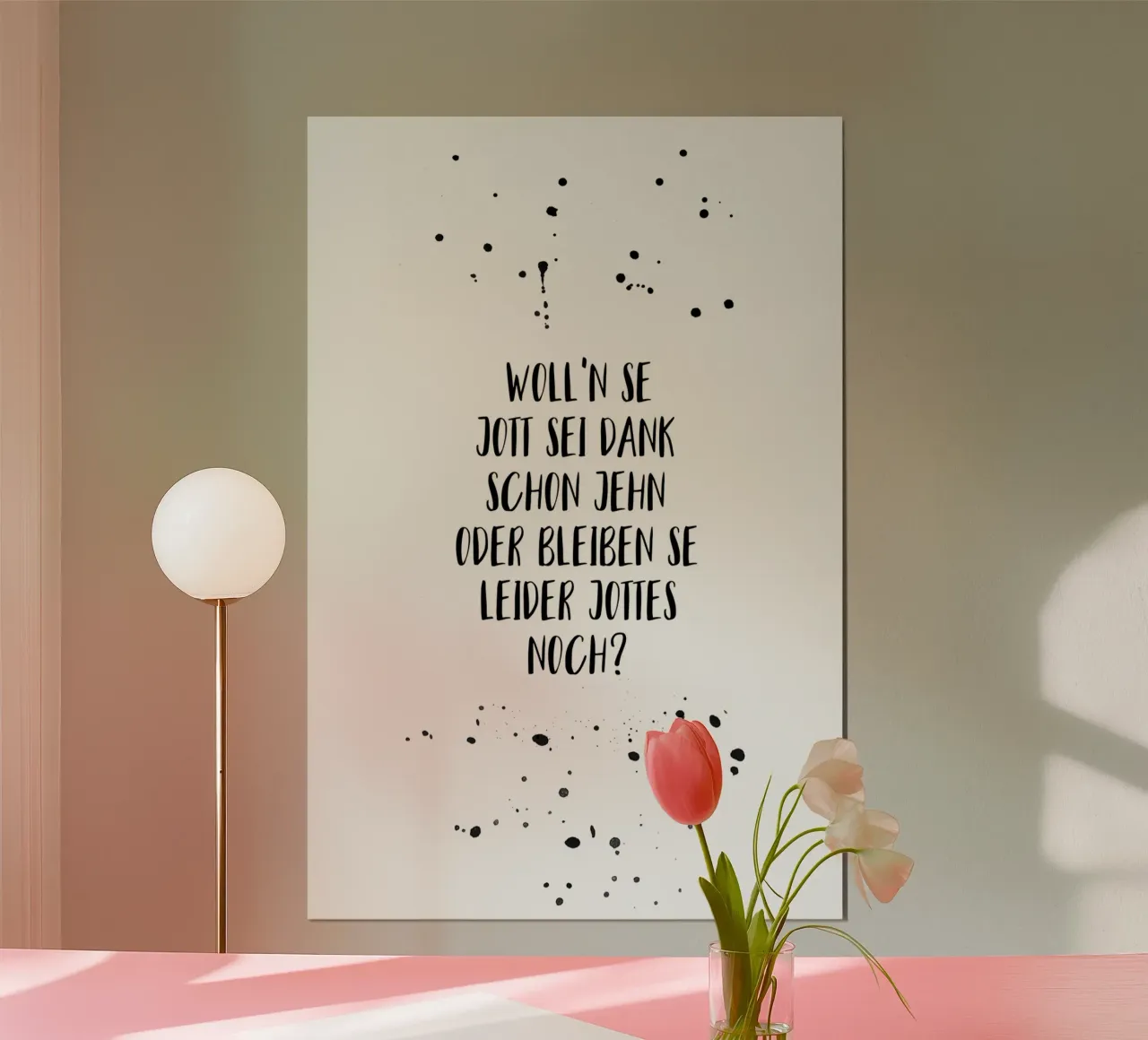 Berliner Schnauze WOLL’N SE JOTT SEI DANK SCHON JEHN poster con telaio in legno da Melanie Viola