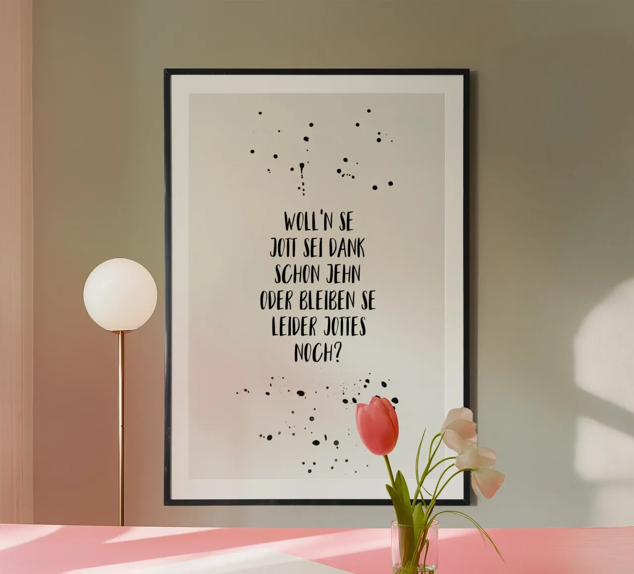 Berliner Schnauze WOLL’N SE JOTT SEI DANK SCHON JEHN poster con telaio in legno da Melanie Viola