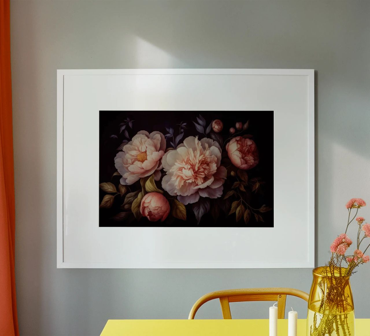 Melocotón Pintado a Mano Místico Vintage Peonías Ramos 1 poster de Flower Garden - Uta Naumann