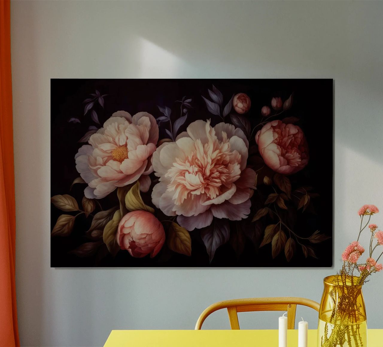 Melocotón Pintado a Mano Místico Vintage Peonías Ramos 1 poster de Flower Garden - Uta Naumann