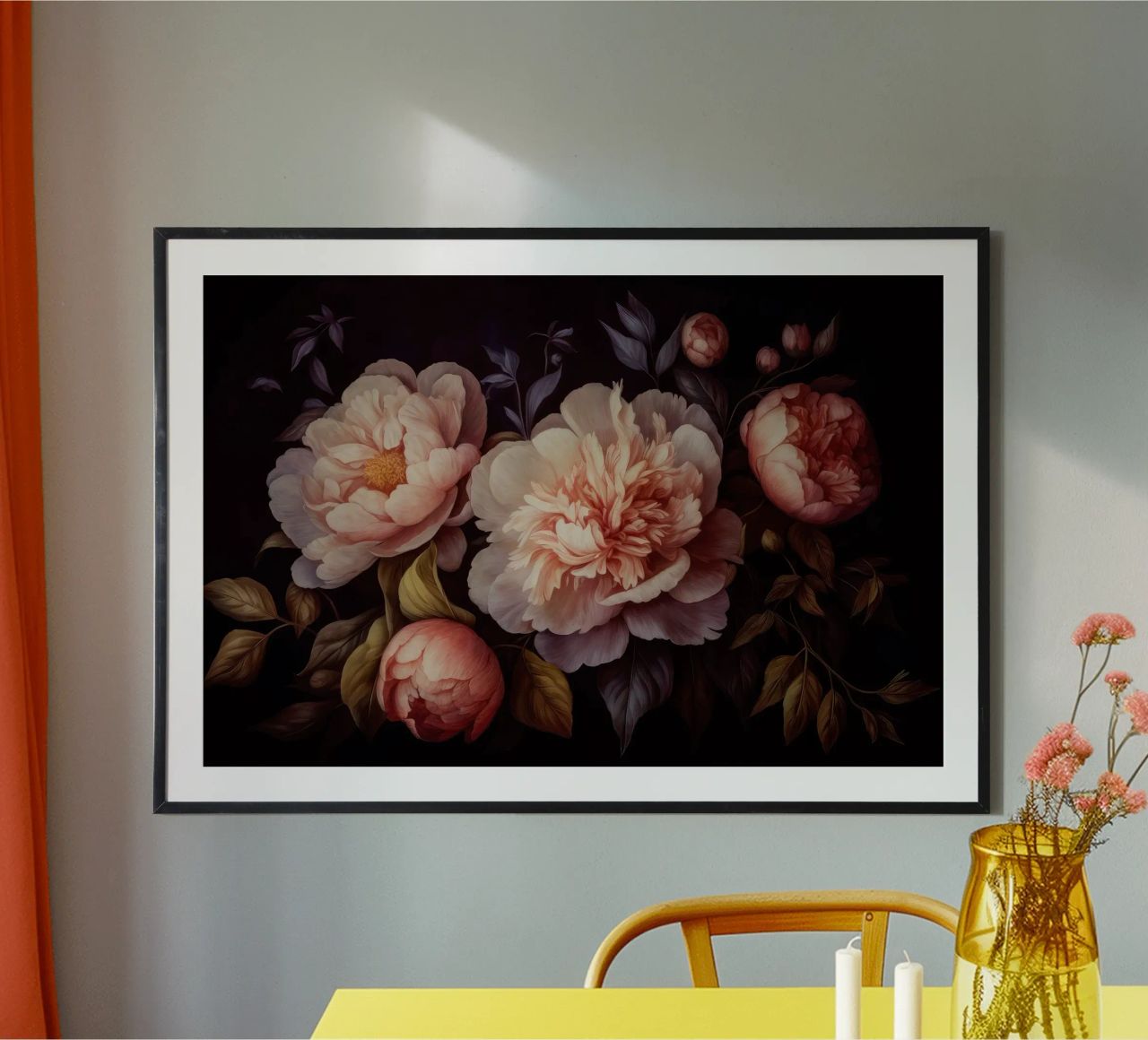 Melocotón Pintado a Mano Místico Vintage Peonías Ramos 1 poster de Flower Garden - Uta Naumann