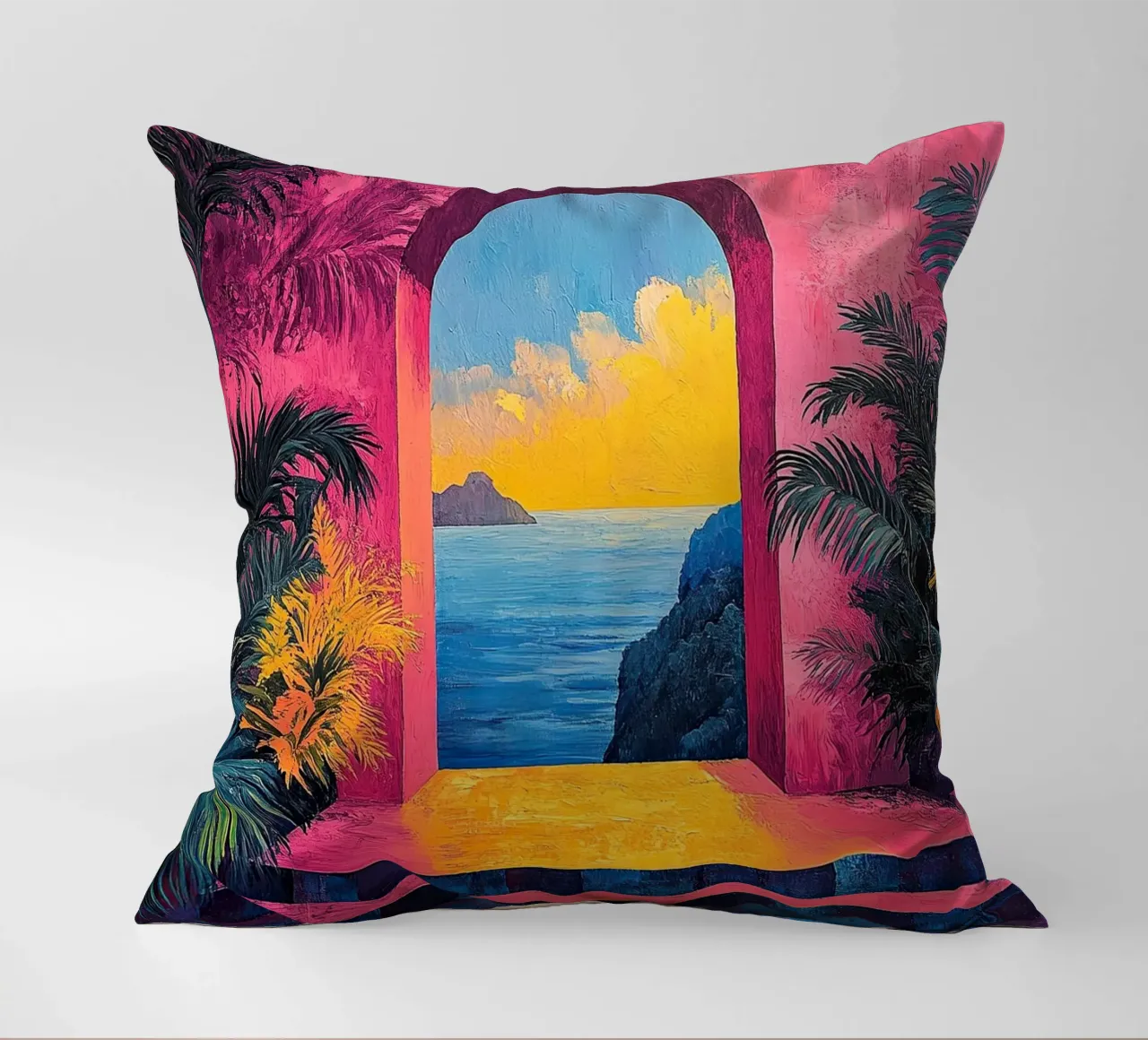 Coastal Calm Captured decorative cushion by Nikis Art Studio