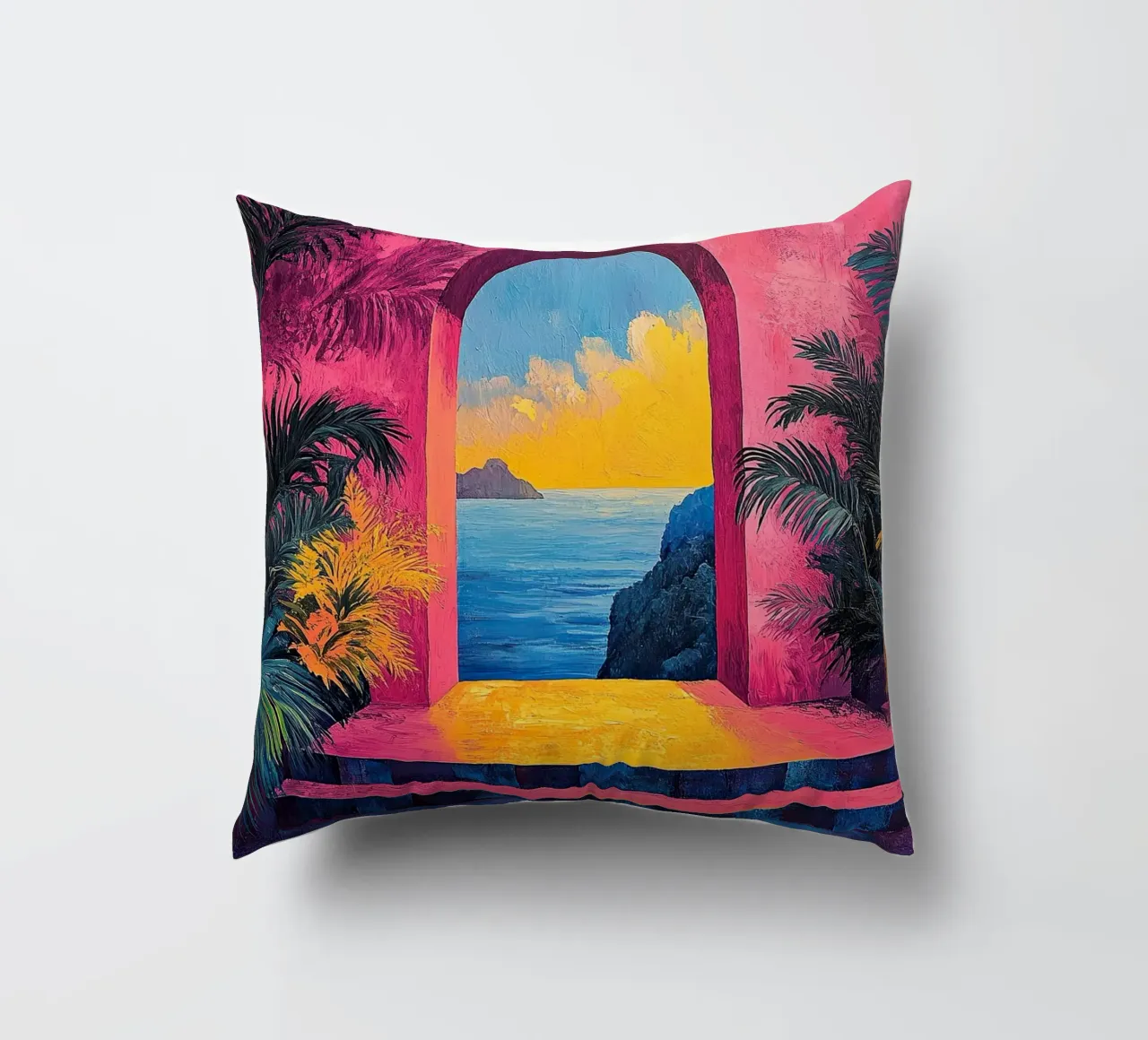 Coastal Calm Captured decorative cushion by Nikis Art Studio