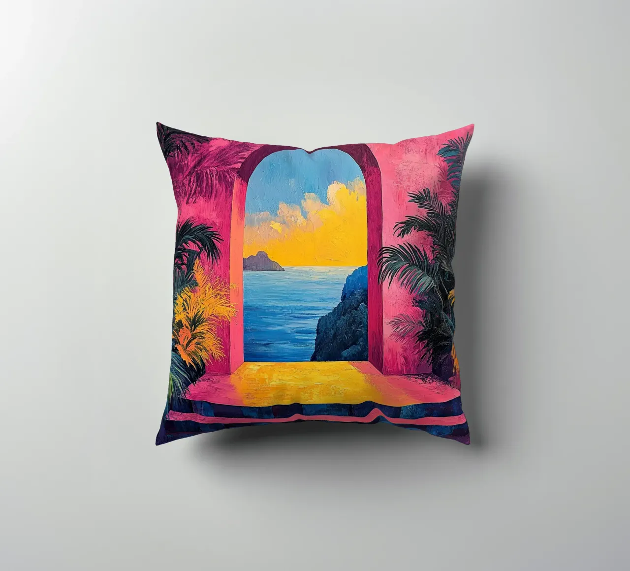 Coastal Calm Captured decorative cushion by Nikis Art Studio