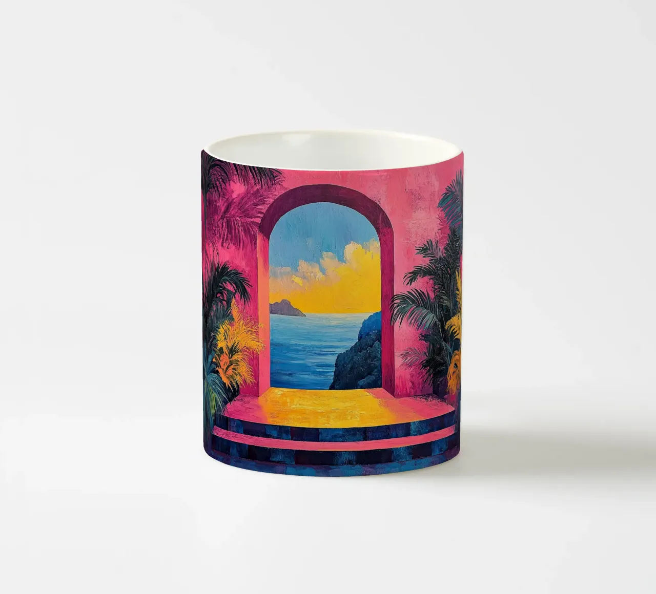 Coastal Calm Captured ceramic mug by Nikis Art Studio