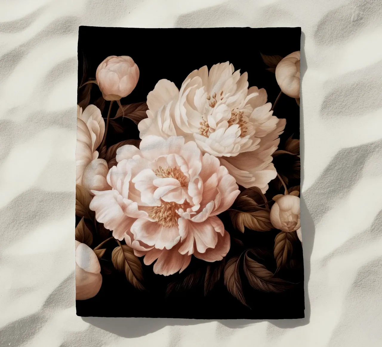 Bouquet di peonie bianche e crema in grassetto vintage telo mare da Flower Garden - Uta Naumann