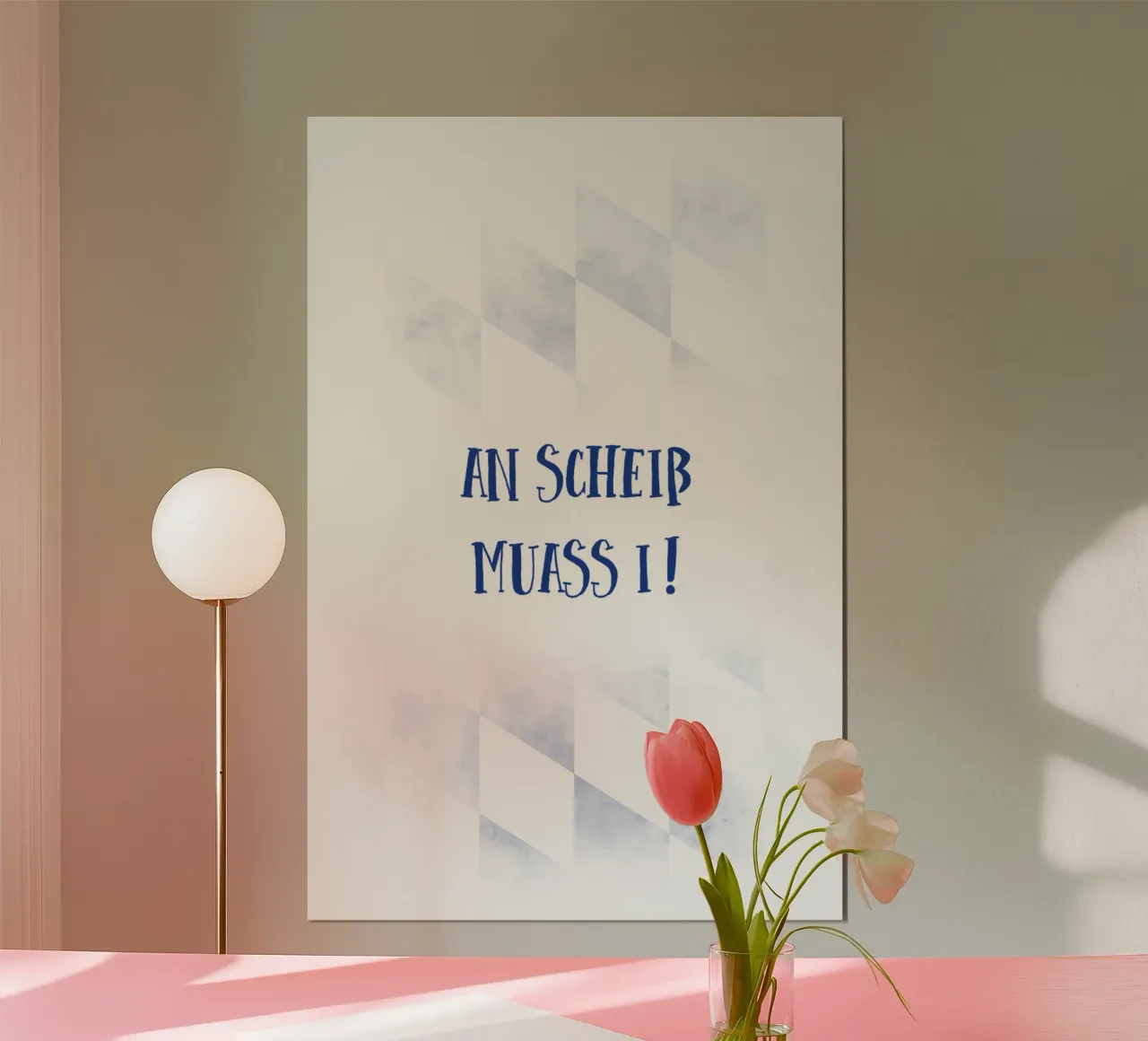 TYPISCH BAYERN An Scheiß muass i poster con telaio in legno da Melanie Viola