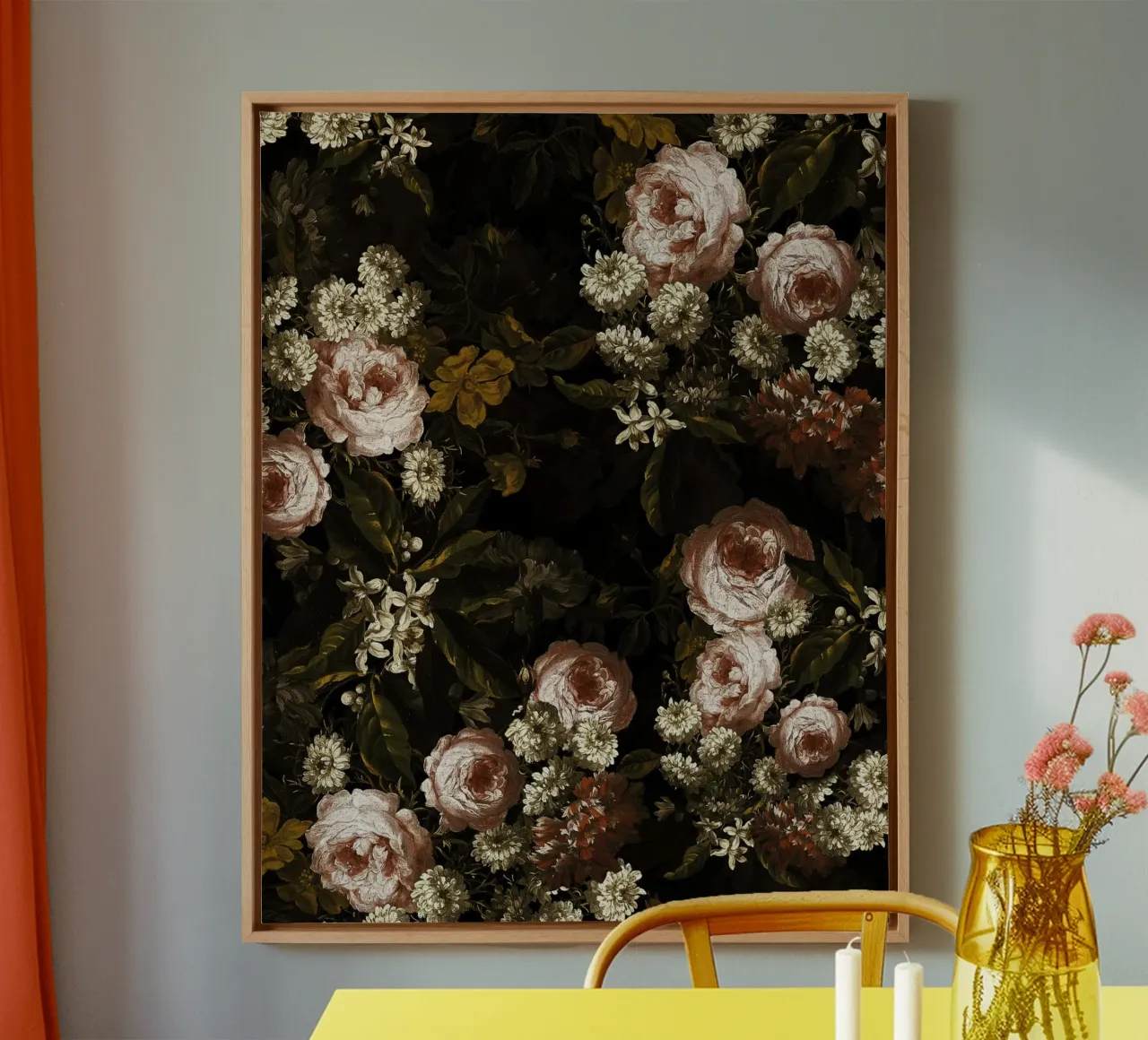 Barokke mystieke middernachtstuin canvas met Baklijst van Flower Garden - Uta Naumann