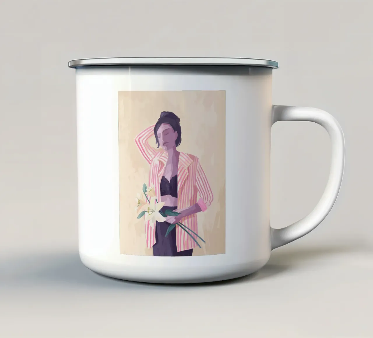 Lilly in a Jacket tazza in smalto da Goed Blauw