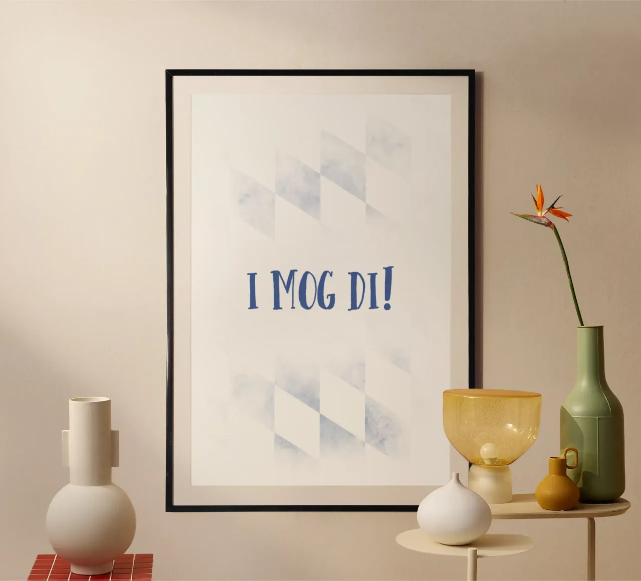 TYPISCH BAYERN I mog di poster con telaio in alluminio da Melanie Viola