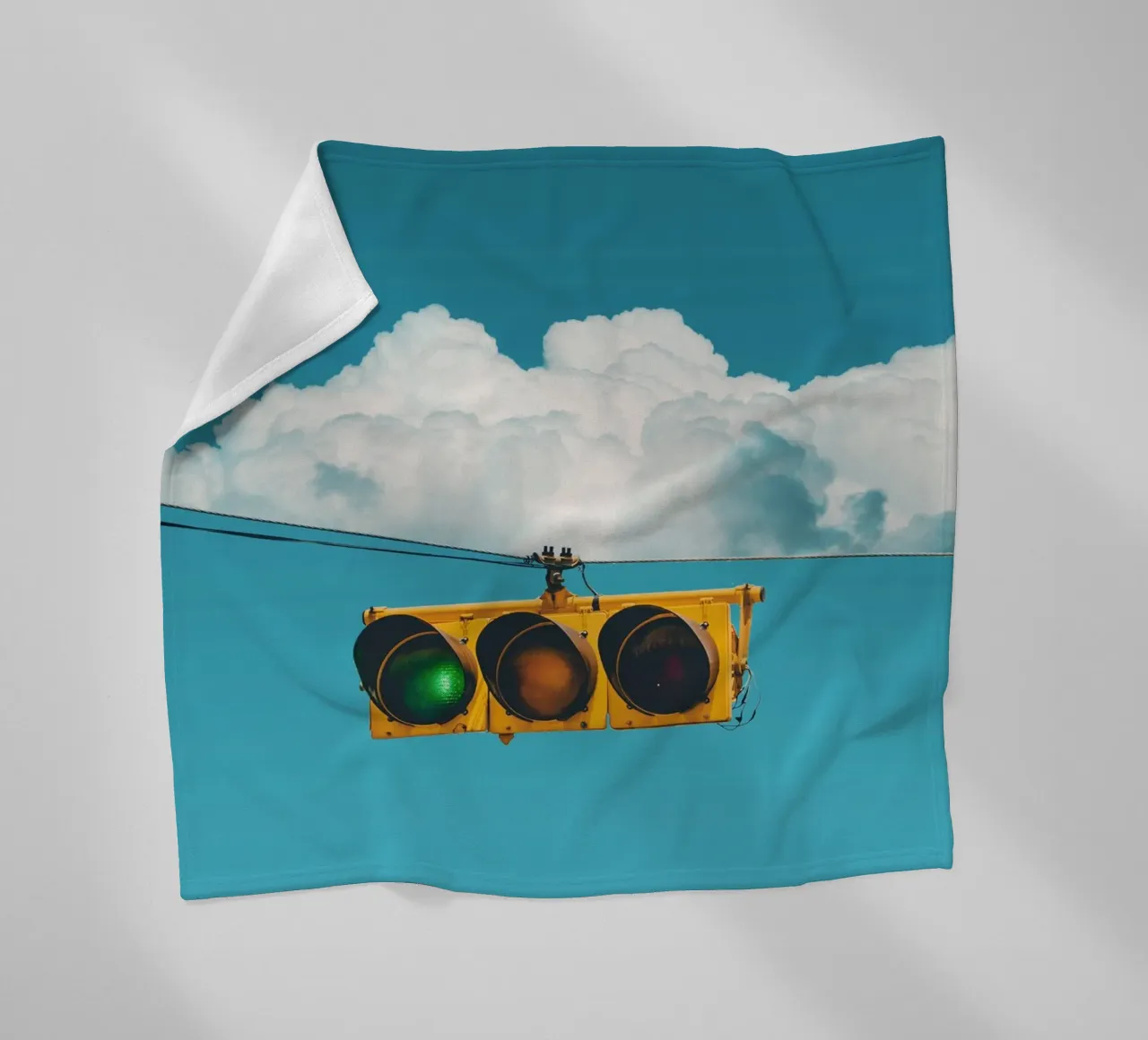 Traffic Light And Clouds fleece blanket by arizrab