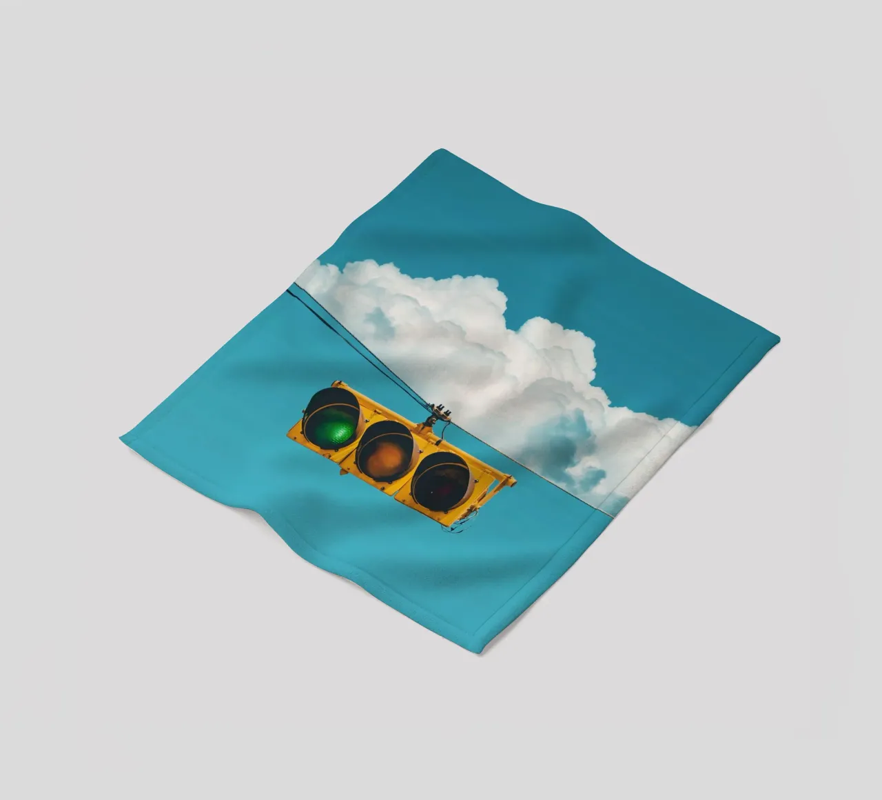 Traffic Light And Clouds fleece blanket by arizrab