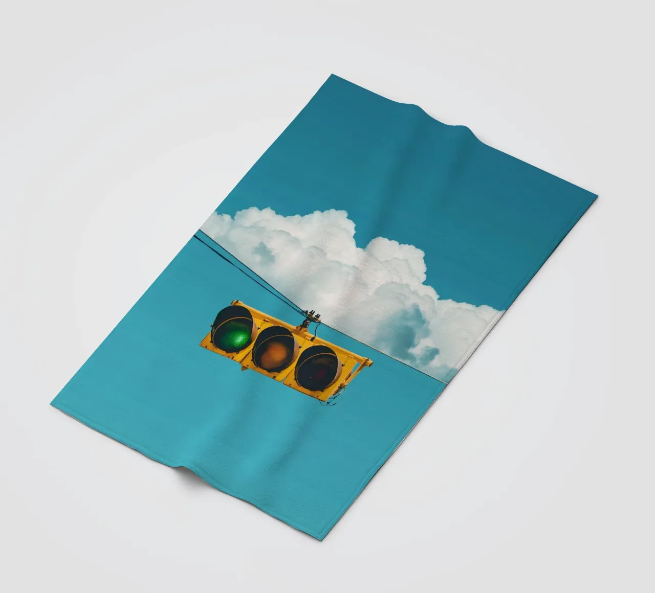 Traffic Light And Clouds fleece blanket by arizrab