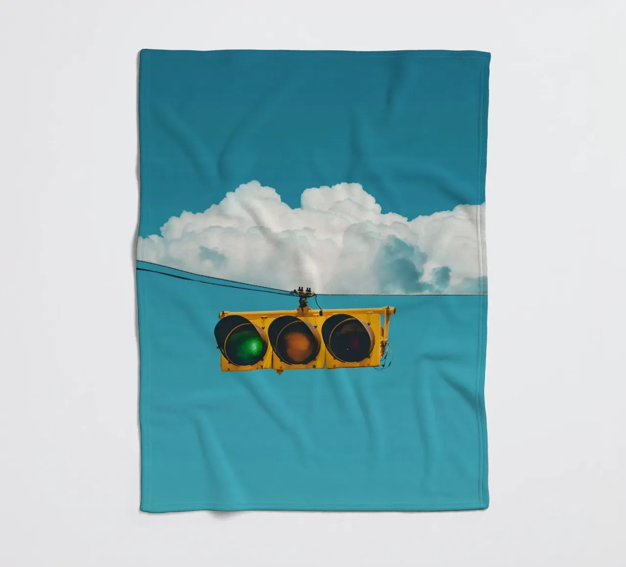 Traffic Light And Clouds fleece blanket by arizrab