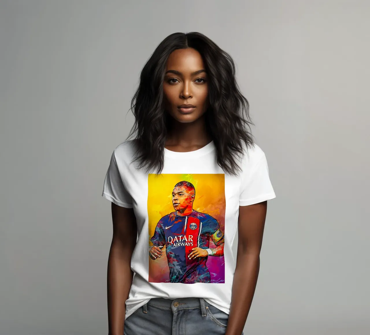 Kylian Mbappe dames t-shirt getailleerd van tenten