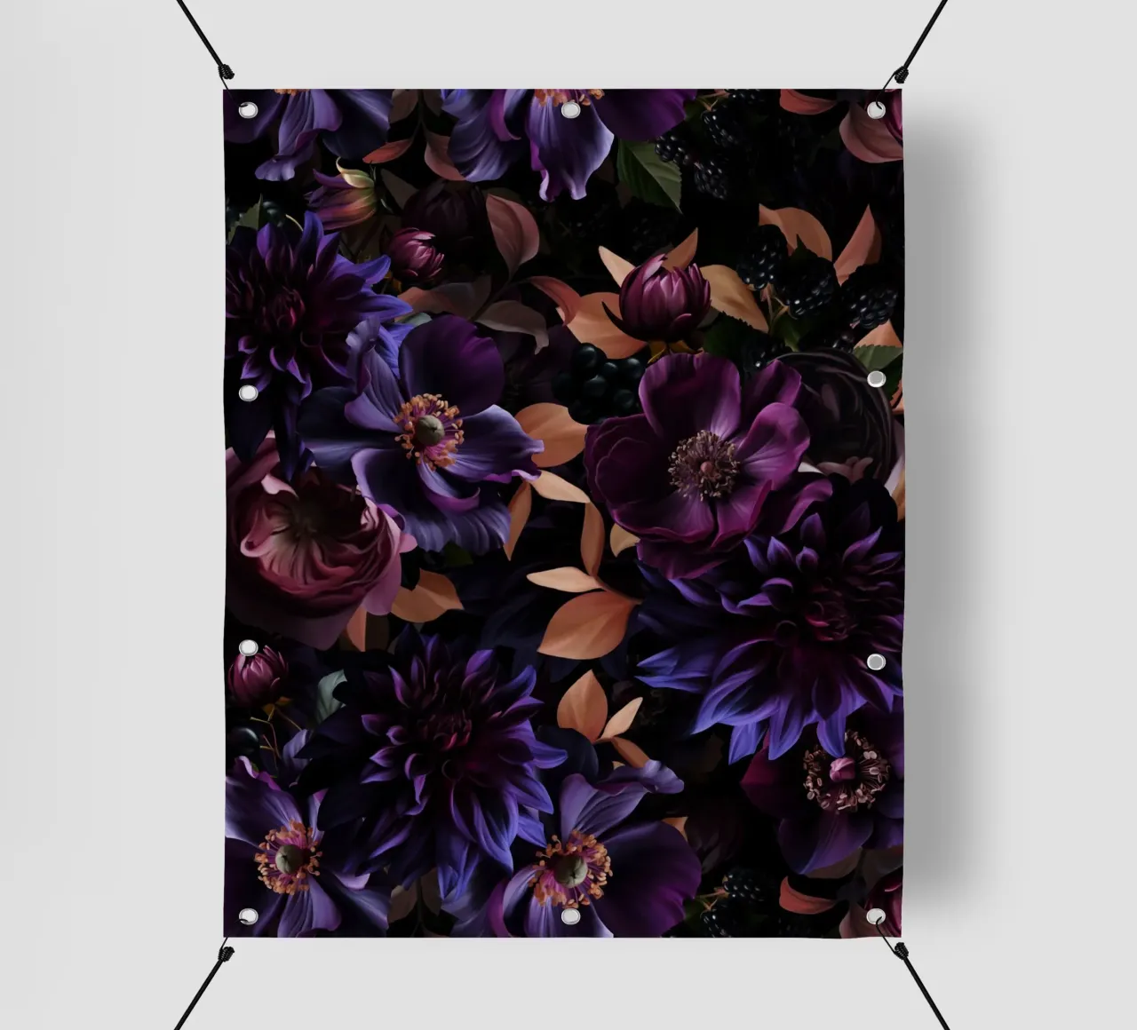Giardino Barocco Viola Mistico di Mezzanotte telo in pvc da Flower Garden - Uta Naumann