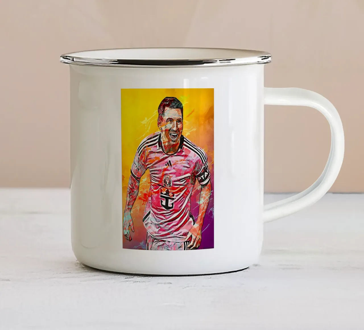 Lionel Messi Inter Miami tazza in smalto da tenten