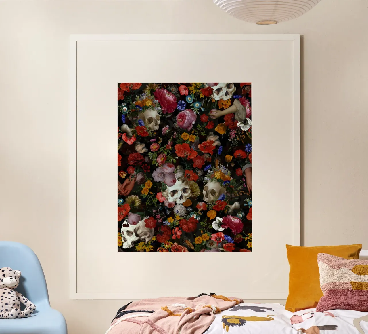 Sull'onda dell'estro barocco e dei fiori mistici Giardino di mezzanotte poster con telaio in plastica da Flower Garden - Uta Naumann