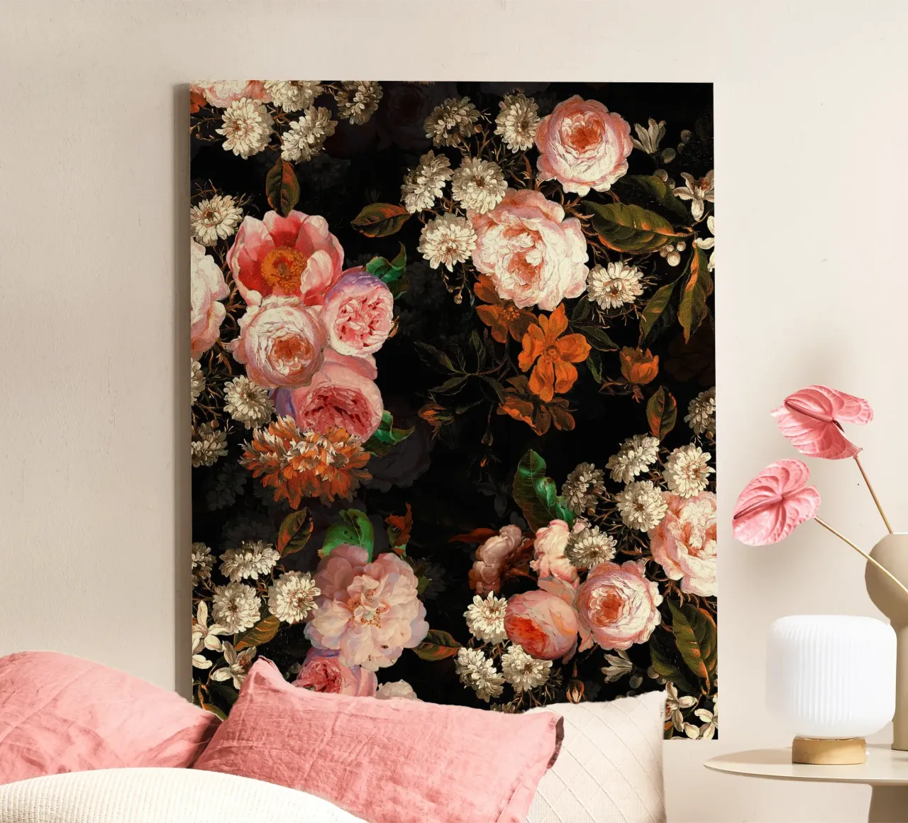 Barokke Mystieke Middernachtstuin 6 canvas met Baklijst van Flower Garden - Uta Naumann